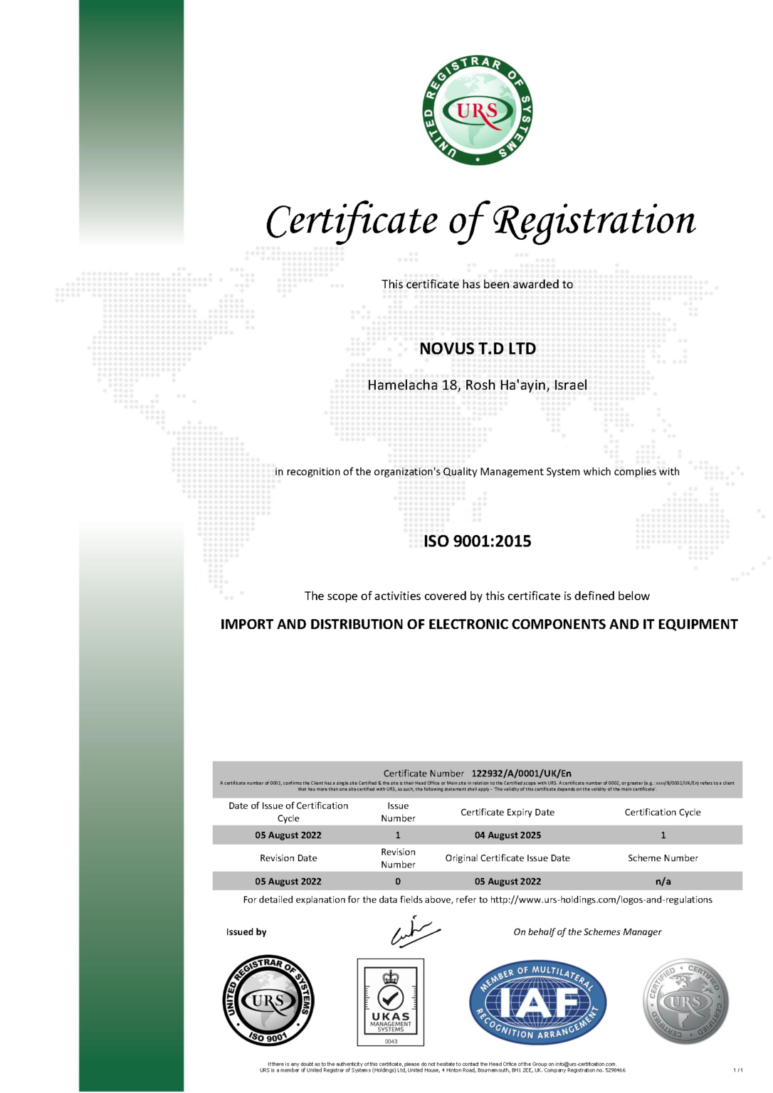 NOVUS- ISO 9001:2015